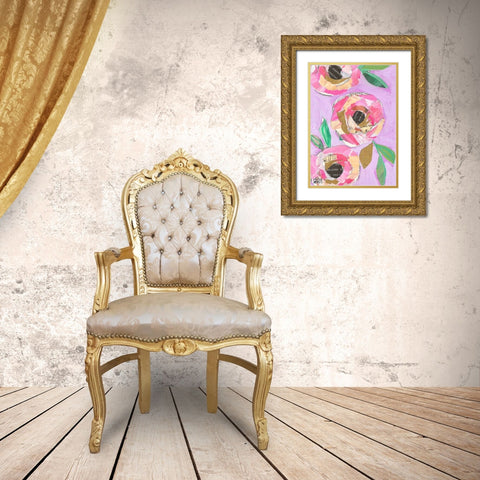 Floral Collage Gold Ornate Wood Framed Art Print with Double Matting by Wieners, Valerie
