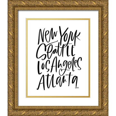 New York Gold Ornate Wood Framed Art Print with Double Matting by Wieners, Valerie