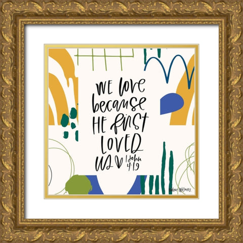 We Love Kids Gold Ornate Wood Framed Art Print with Double Matting by Wieners, Valerie