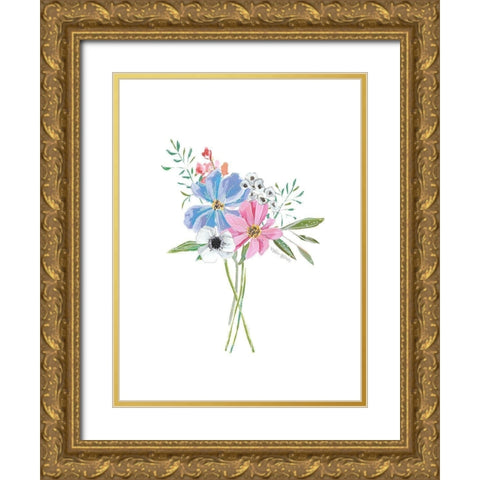 Pastel Floral II Gold Ornate Wood Framed Art Print with Double Matting by Wieners, Valerie