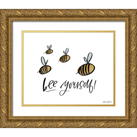 Bee Yourself Gold Ornate Wood Framed Art Print with Double Matting by Wieners, Valerie