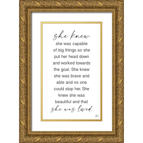 She Knew Gold Ornate Wood Framed Art Print with Double Matting by Wieners, Valerie