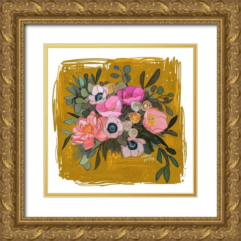 Paper Flowers Gold Ornate Wood Framed Art Print with Double Matting by Wieners, Valerie