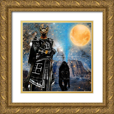 Egyptian Black Knight Gold Ornate Wood Framed Art Print with Double Matting by Burney, Yvonne Coleman