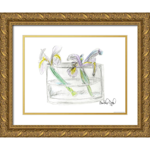 Flower II Gold Ornate Wood Framed Art Print with Double Matting by Yellow Cafe