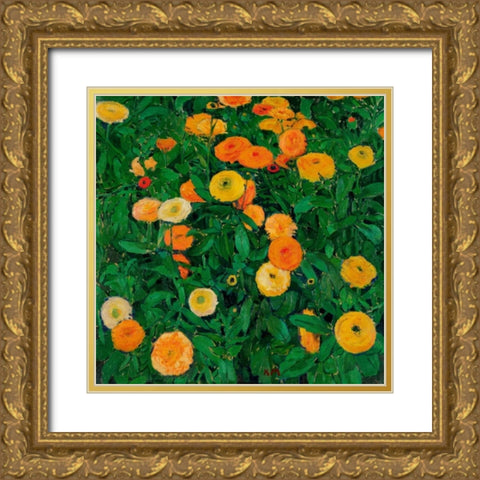Marigolds Gold Ornate Wood Framed Art Print with Double Matting by Moser, Koloman