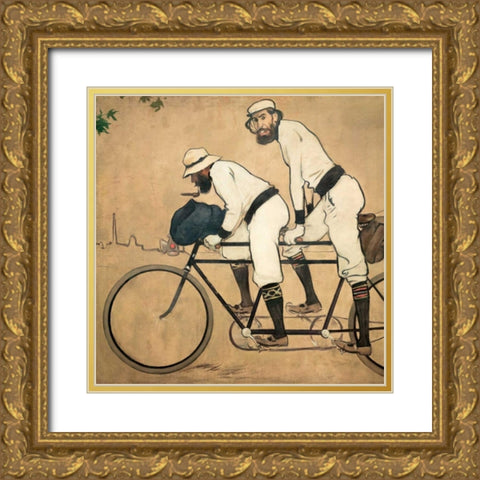 Ramon Casas and Pere Romeu on a Tandem Gold Ornate Wood Framed Art Print with Double Matting by Casas, Ramon