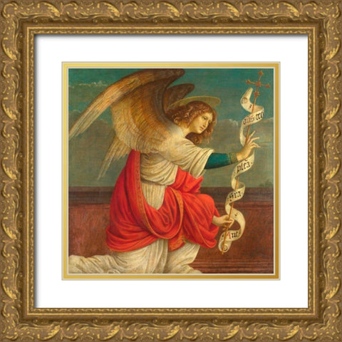The Annunciation, The Angel Gabriel Gold Ornate Wood Framed Art Print with Double Matting by Ferrari, Gaudenzio
