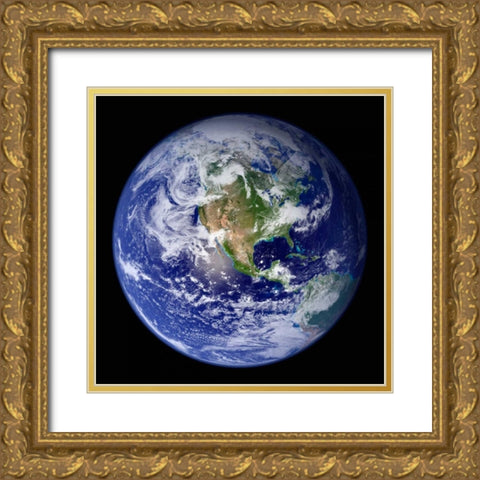 Earth View from Space (North America) Gold Ornate Wood Framed Art Print with Double Matting by Nasa