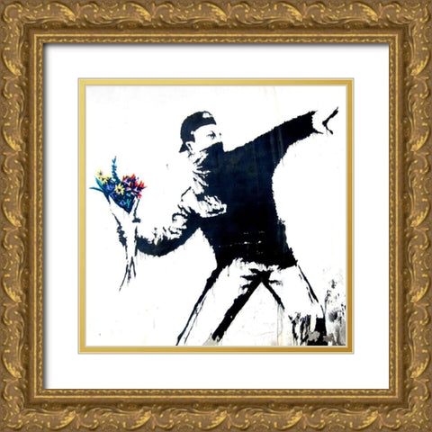 Bethlehem, Palestine (graffiti attributed to Banksy, detail)  Gold Ornate Wood Framed Art Print with Double Matting by Anonymous (attributed to Banksy)