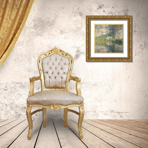 Poplars on the Epte Gold Ornate Wood Framed Art Print with Double Matting by Monet, Claude