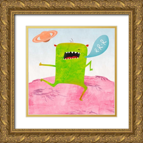 Alien Friend #1 Gold Ornate Wood Framed Art Print with Double Matting by Teller, Skip