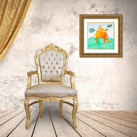 Alien Friend #4 Gold Ornate Wood Framed Art Print with Double Matting by Teller, Skip