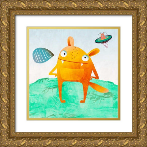 Alien Friend #4 Gold Ornate Wood Framed Art Print with Double Matting by Teller, Skip