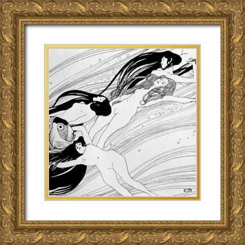 Untitled Gold Ornate Wood Framed Art Print with Double Matting by Klimt, Gustav