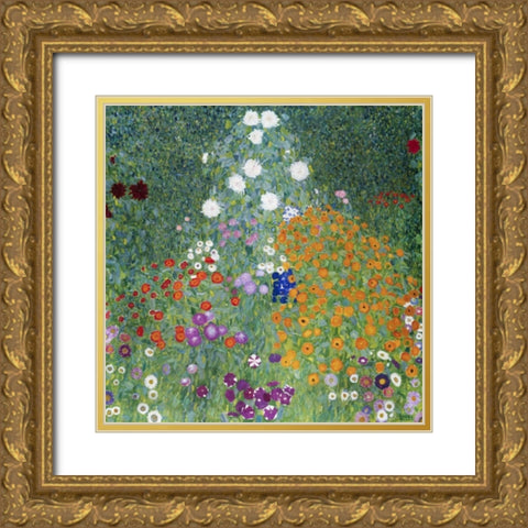 Farmers Garden Gold Ornate Wood Framed Art Print with Double Matting by Klimt, Gustav