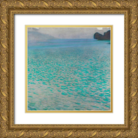 Attersee Gold Ornate Wood Framed Art Print with Double Matting by Klimt, Gustav
