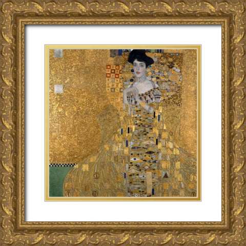 Portrait of Adele Bloch-Bauer Gold Ornate Wood Framed Art Print with Double Matting by Klimt, Gustav