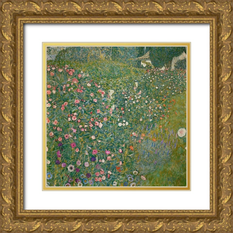 Italian Garden Landscape Gold Ornate Wood Framed Art Print with Double Matting by Klimt, Gustav