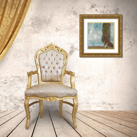 Big Poplars Gold Ornate Wood Framed Art Print with Double Matting by Klimt, Gustav
