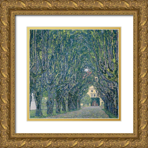 Allee im Park von Schloss Kammer Gold Ornate Wood Framed Art Print with Double Matting by Klimt, Gustav