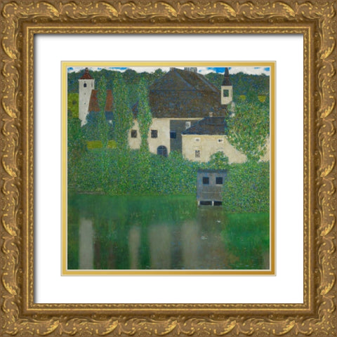 Schloss Kammer am Attersee Gold Ornate Wood Framed Art Print with Double Matting by Klimt, Gustav