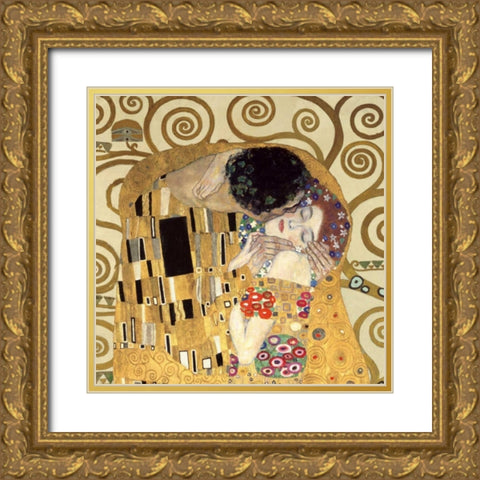 The Kiss Gold Ornate Wood Framed Art Print with Double Matting by Klimt, Gustav
