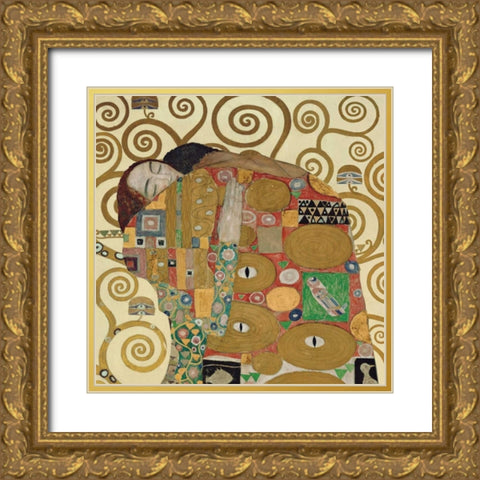 The Embrace Gold Ornate Wood Framed Art Print with Double Matting by Klimt, Gustav