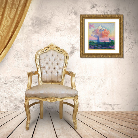 The Pink Cloud Gold Ornate Wood Framed Art Print with Double Matting by Cross, Henri Edmond