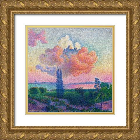 The Pink Cloud Gold Ornate Wood Framed Art Print with Double Matting by Cross, Henri Edmond