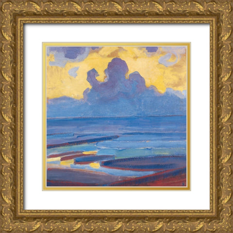 By the Sea Gold Ornate Wood Framed Art Print with Double Matting by Mondrian, Piet