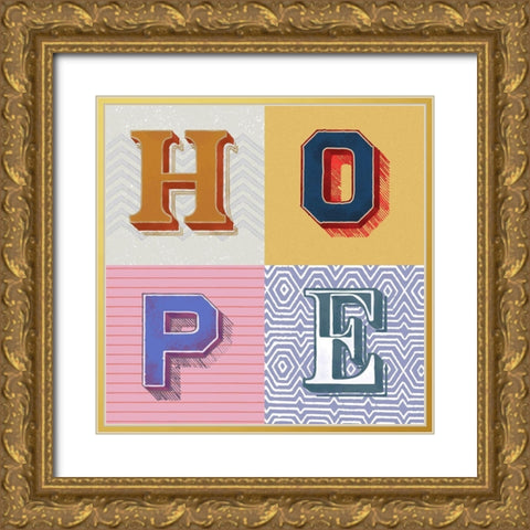 Hope Gold Ornate Wood Framed Art Print with Double Matting by Steven, Hill