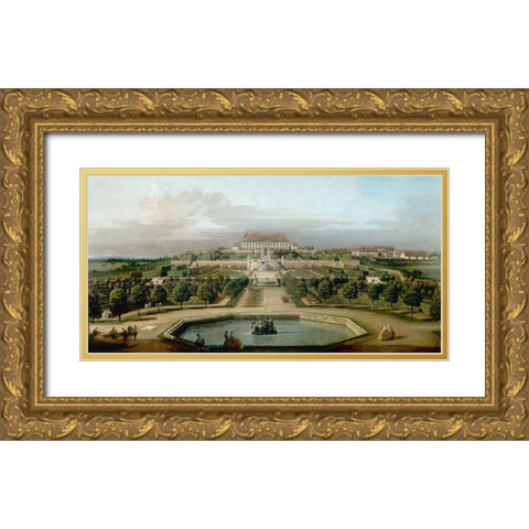 Gardenview of the Kaisers Summer Palace Gold Ornate Wood Framed Art Print with Double Matting by Bellotto, Bernardo