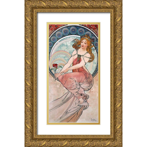 La-peinture Gold Ornate Wood Framed Art Print with Double Matting by Mucha, Alphonse