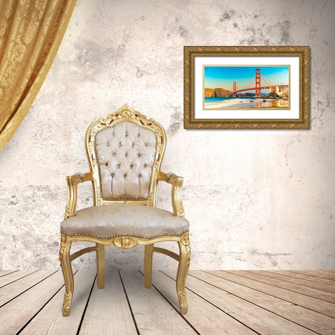 Golden Gate Bridge, San Francisco Gold Ornate Wood Framed Art Print with Double Matting by Anonymous
