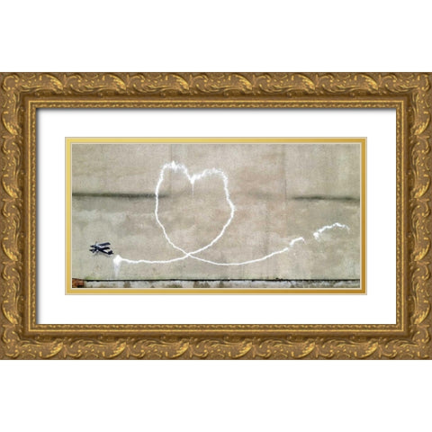 Rumford Street-Liverpool (graffiti attributed to Banksy) Gold Ornate Wood Framed Art Print with Double Matting by Anonymous