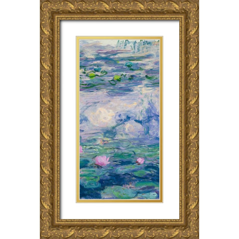 Waterlilies II Gold Ornate Wood Framed Art Print with Double Matting by Monet, Claude