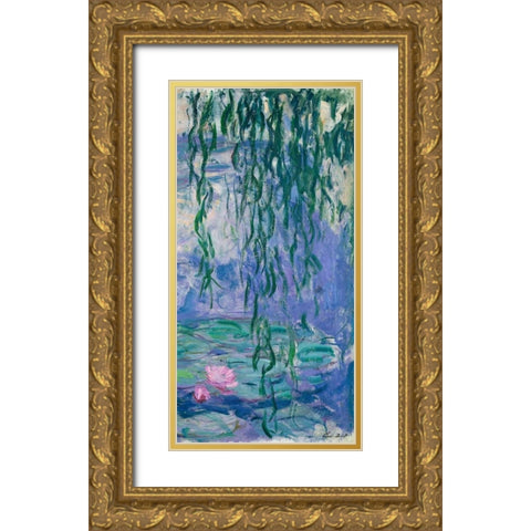 Waterlilies III Gold Ornate Wood Framed Art Print with Double Matting by Monet, Claude