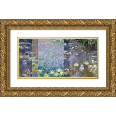 Waterlilies III Gold Ornate Wood Framed Art Print with Double Matting by Monet, Claude