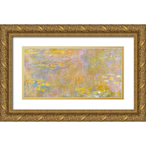 Waterlilies-Yellow Nirvana Gold Ornate Wood Framed Art Print with Double Matting by Monet, Claude