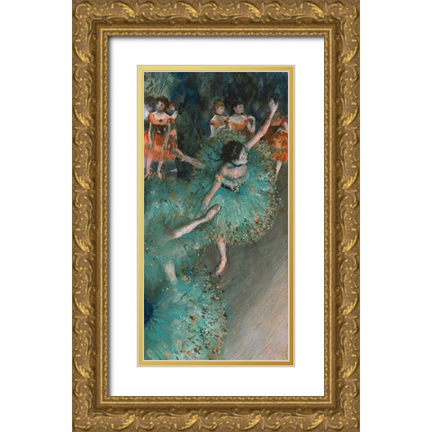 Danseuses Gold Ornate Wood Framed Art Print with Double Matting by Degas, Edgar