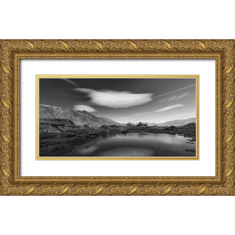 Think Blue Gold Ornate Wood Framed Art Print with Double Matting by Ferrua, Fulvio