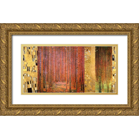 Forest II Gold Ornate Wood Framed Art Print with Double Matting by Klimt, Gustav