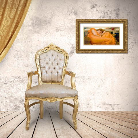 Flaming June (detail) Gold Ornate Wood Framed Art Print with Double Matting by Leighton, Frederic