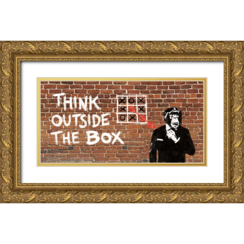 Think outside of the box Gold Ornate Wood Framed Art Print with Double Matting by Masterfunk Collective
