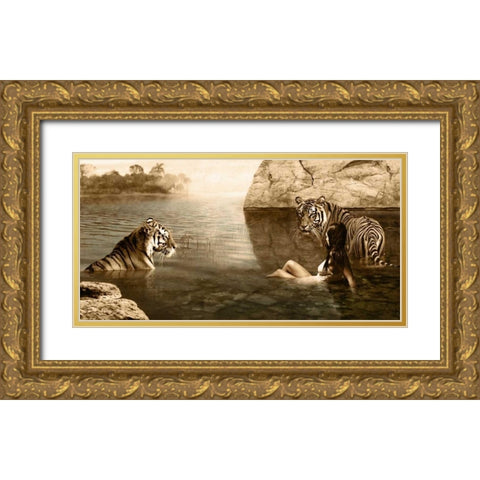 Embracing Beauty Gold Ornate Wood Framed Art Print with Double Matting by Moreau, Marc