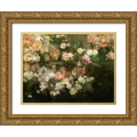 Garden in May Gold Ornate Wood Framed Art Print with Double Matting by Dewing, Maria Oakey