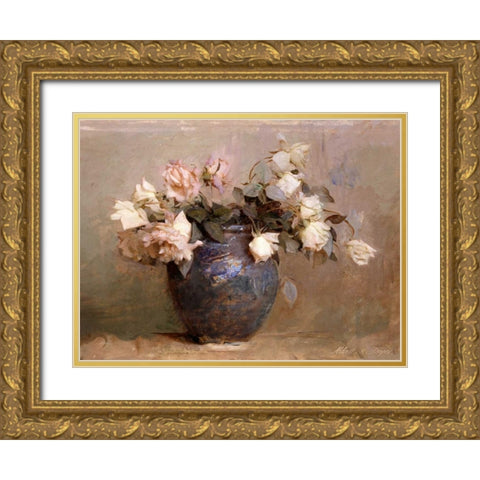 Roses Gold Ornate Wood Framed Art Print with Double Matting by Thayer, Abbott Handerson