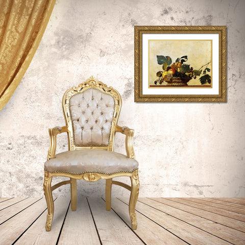 Canestra di frutta Gold Ornate Wood Framed Art Print with Double Matting by Caravaggio