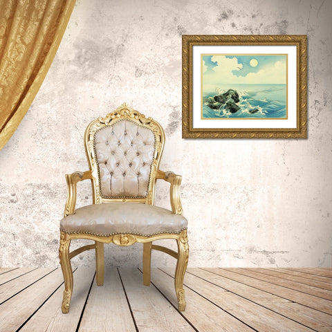 Kojima Island  Gold Ornate Wood Framed Art Print with Double Matting by Konen, Uehara